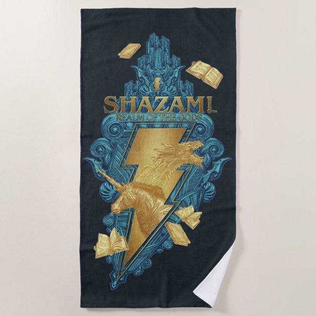 SHAZAM! Fury of the Gods | Realm of the Gods Logo Beach Towel (Front)