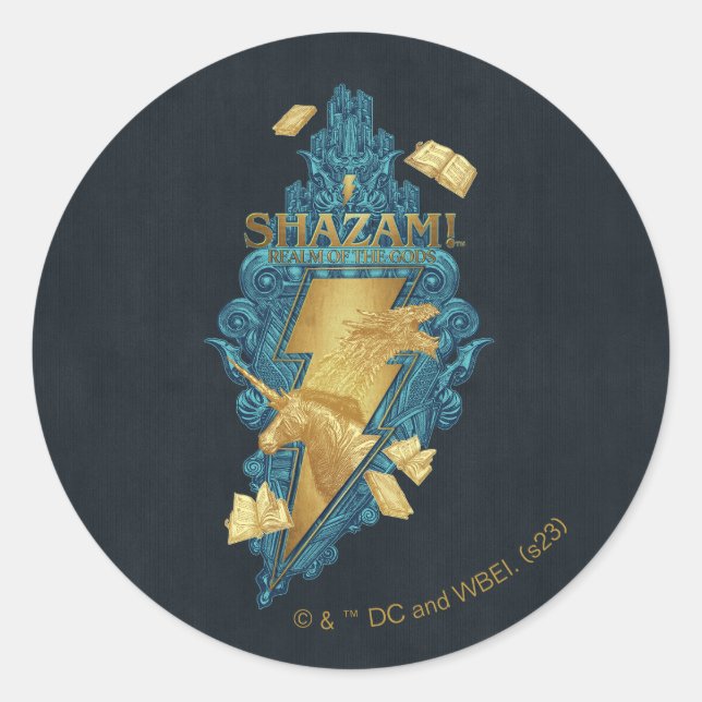 SHAZAM! Fury of the Gods | Realm of the Gods Logo Classic Round Sticker (Front)