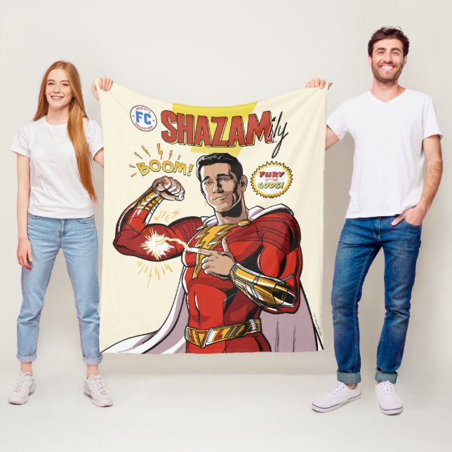 SHAZAM! Fury of the Gods | SHAZAMily Comic Cover Fleece Blanket (In Situ)