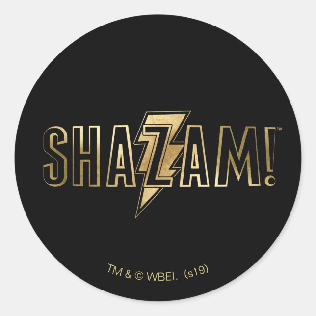 SHAZAM! | Gold Logo Classic Round Sticker (Front)