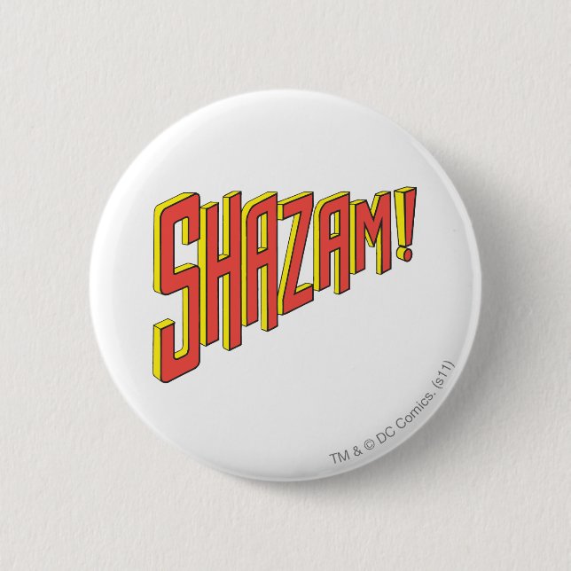 Shazam Logo Red/Yellow 2 Inch Round Button (Front)
