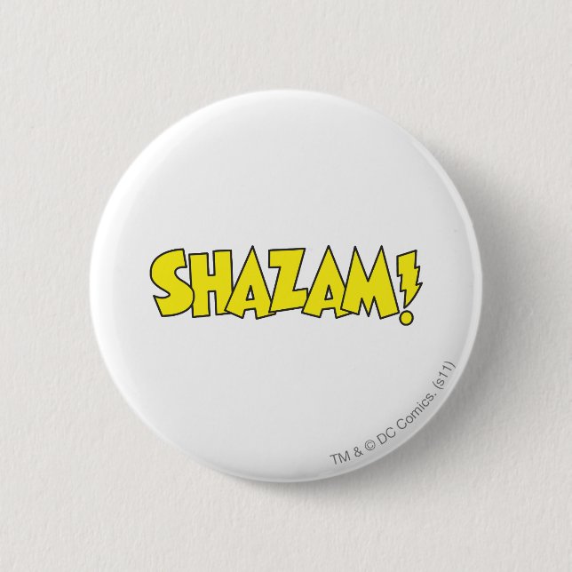 Shazam Logo Yellow 2 Inch Round Button (Front)