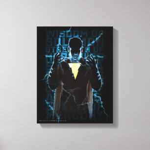 SHAZAM!   Shazam & Abilities Lightning Typography Canvas Print
