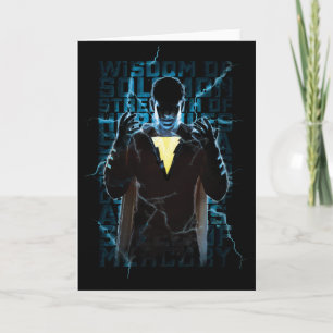 SHAZAM!   Shazam & Abilities Lightning Typography Card