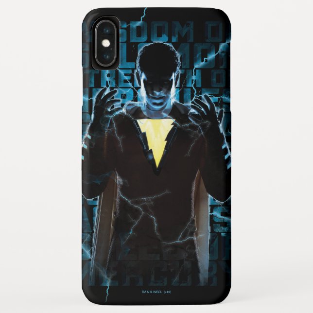 SHAZAM! | Shazam & Abilities Lightning Typography Case-Mate iPhone Case (Back)