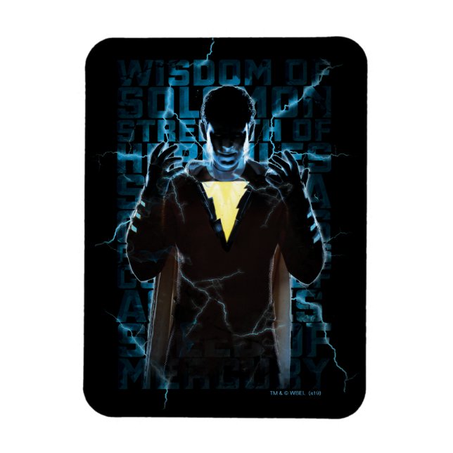 SHAZAM! | Shazam & Abilities Lightning Typography Magnet (Vertical)