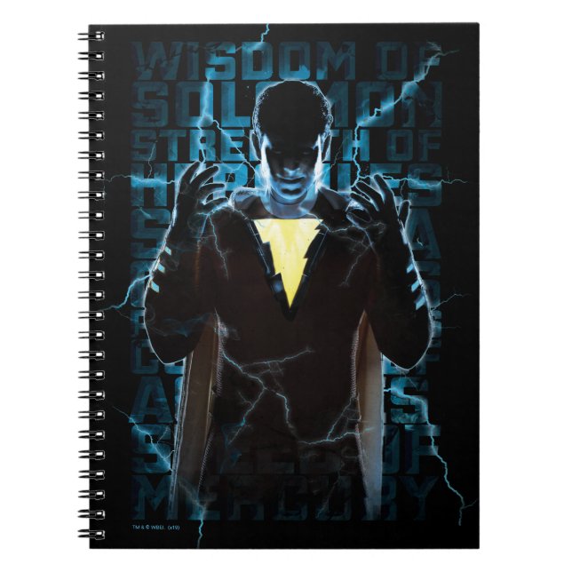 SHAZAM! | Shazam & Abilities Lightning Typography Notebook (Front)