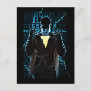 SHAZAM!   Shazam & Abilities Lightning Typography Postcard