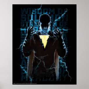 SHAZAM! Shazam & Abilities Lightning Typography Poster