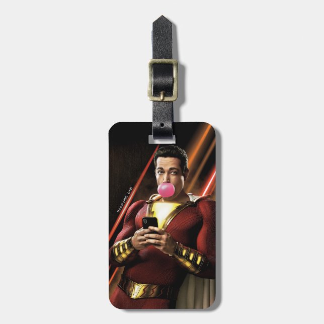 SHAZAM! | Shazam Blowing Bubble Gum Luggage Tag (Front Vertical)