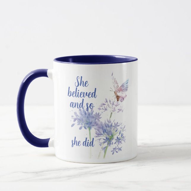 She believed and so Motivational Quote Butterfly Mug (Left)