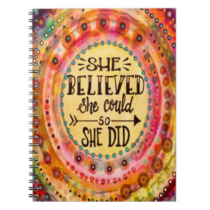 She Believed Encouragement Pretty Modern Fun Notebook