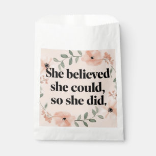 She believed minimalist poster wildflowers peach favour bag