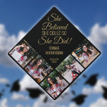 She Believed She Could 5 Photo Black And Gold Graduation Cap Topper<br><div class="desc">Personalize this modern design with your 5 favourite photos and the grads name and class of date. Designed by Thisisnotme©</div>