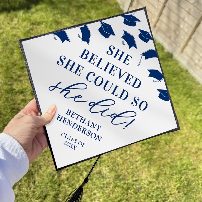 She Believed She Could Blue 2025 Graduation Cap Topper (Creator Uploaded)