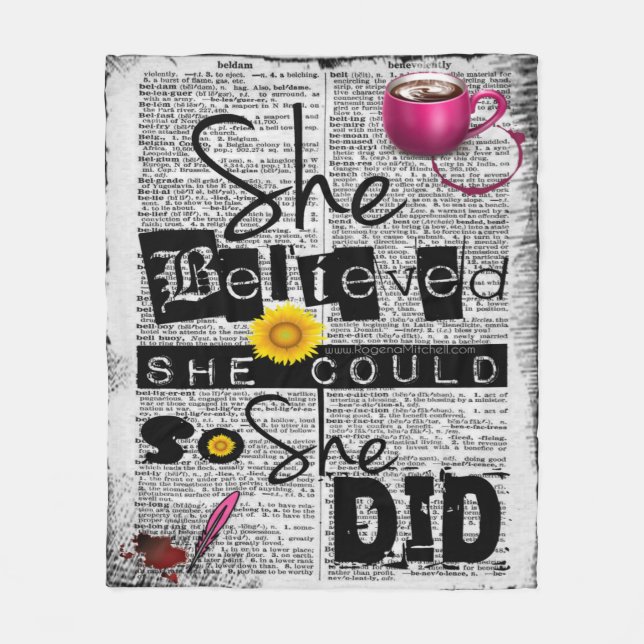She Believed She Could (Dictionary) - PLUSH MedSz Fleece Blanket (Front)
