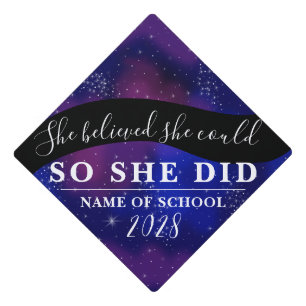 She Believed She Could Galaxy Star Sparkles  Graduation Cap Topper
