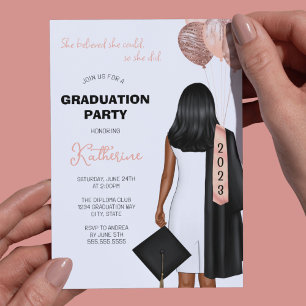 She Believed She Could Girl Graduation Party Invitation