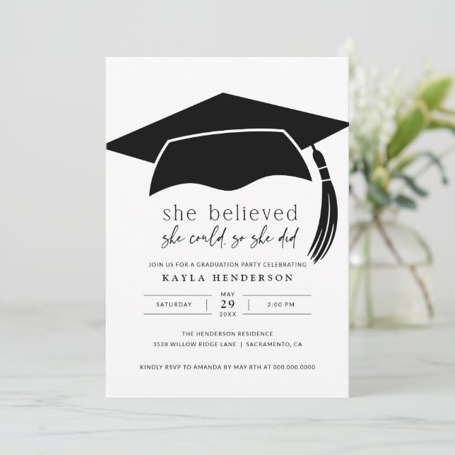 She Believed She Could Graduation Party Invitation (Standing Front)