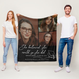 She Believed She Could Photo Graduation Fleece Blanket