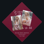 She believed she could so she did burgundy graduation cap topper<br><div class="desc">She believed she could so she did graduation geometric multi photo typography graduation topper. Featuring bold typography and on trend script text. Geometric background colour can be altered. Congrats to the grad, class of 20xx also available. Change the colour to suit your style. burgundy</div>