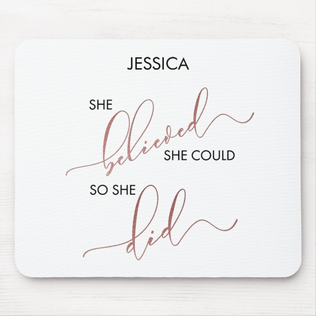 She Believed She Could So She Did Customize Name Mouse Pad (Front)