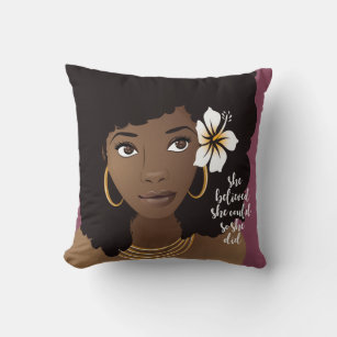 She Believed She Could So She Did, Flower   Purple Throw Pillow