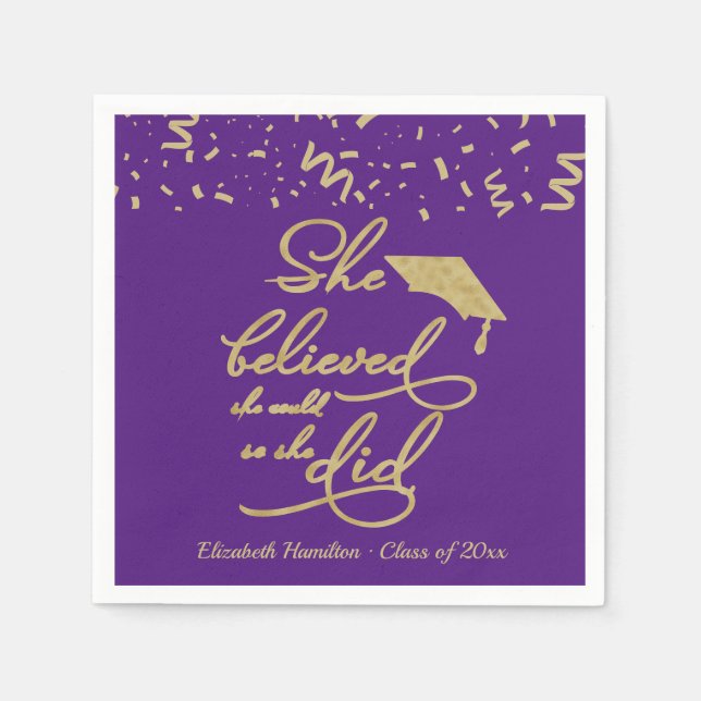 She Believed She Could So She Did Grad Party  Napk Napkin (Front)