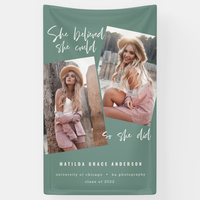 She believed she could so she did graduation banne banner (Vertical)