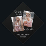 She believed she could so she did  graduation cap topper<br><div class="desc">She believed she could so she did graduation geometric multi photo typography graduation topper. Featuring bold typography and on trend script text. Geometric background colour can be altered. Congrats to the grad,  class of 20xx also available. Change the colour to suit your style.</div>