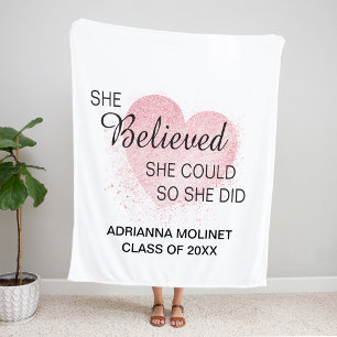 She believed she could so she did graduation fleece blanket