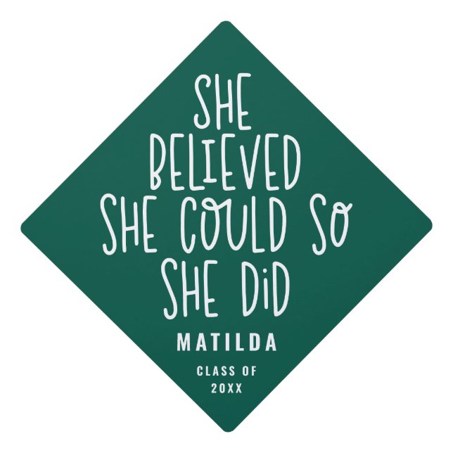 She believed she could so she did graduation graduation cap topper (Front)