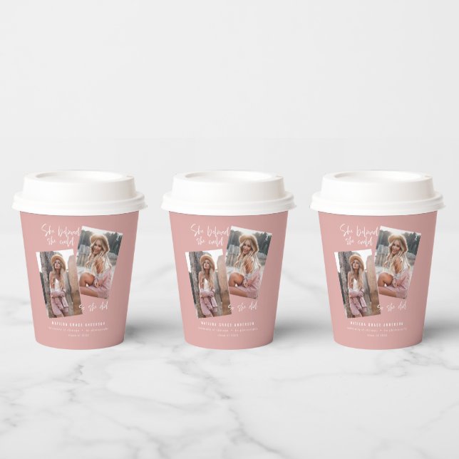 She believed she could so she did graduation  pape paper cups (Multi)