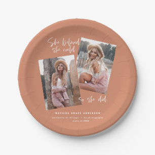She believed she could so she did graduation pape paper plate