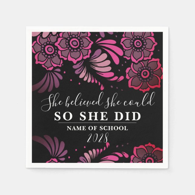She Believed She Could So She Did Graduation Party Napkin (Front)