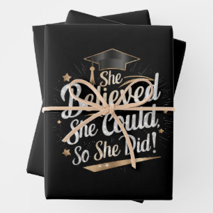 She Believed She Could So She Did Graduation Wrapping Paper Sheet
