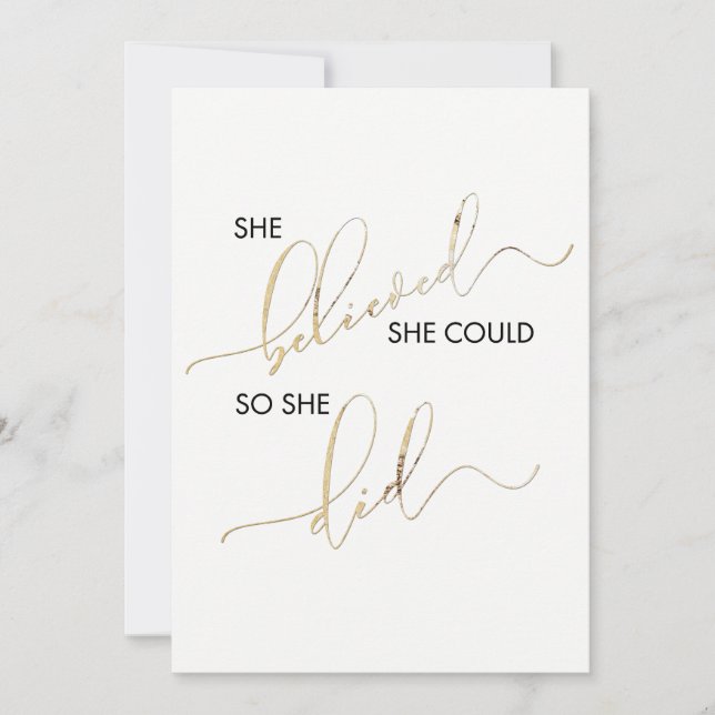 She Believed She Could So She Did Inspiring Quote (Front)