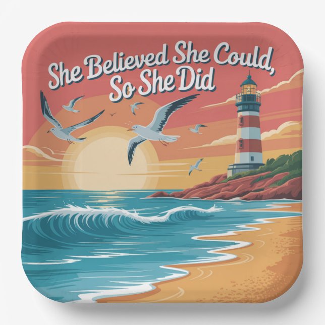 She Believed She Could, So She Did Paper Plate (Front)