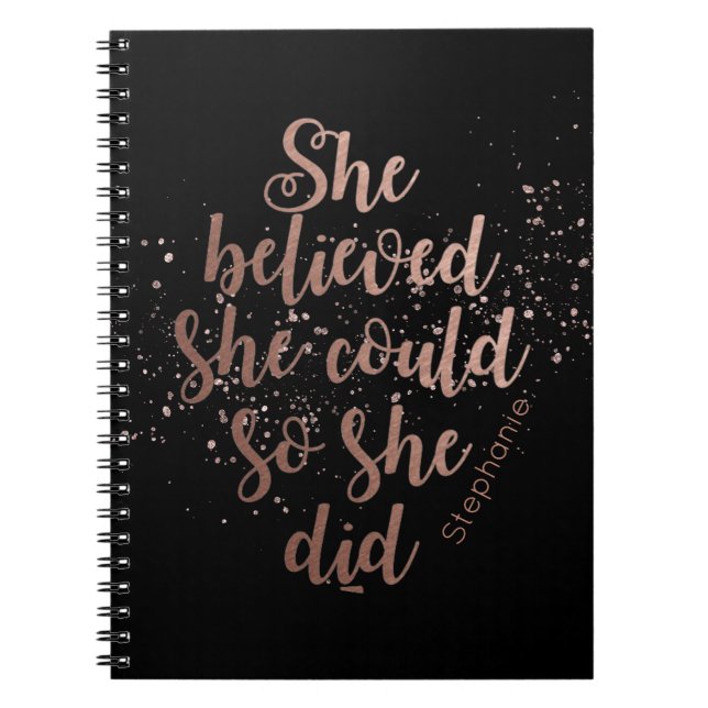 "She Believed She Could So She Did" Personalized Notebook (Front)