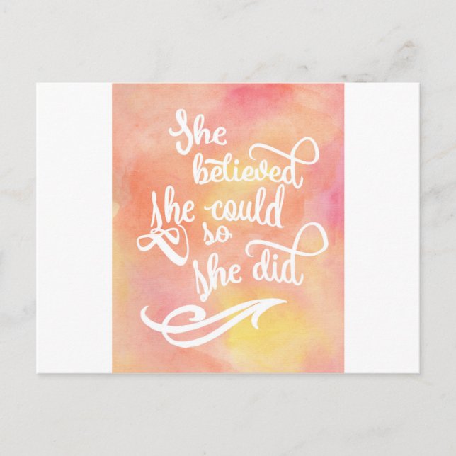 She Believed She Could So She Did Postcard (Front)