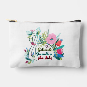She Believed She Could So She Did Swan with Flower Accessory Pouch