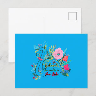 She Believed She Could So She Did Swan with Flower Postcard