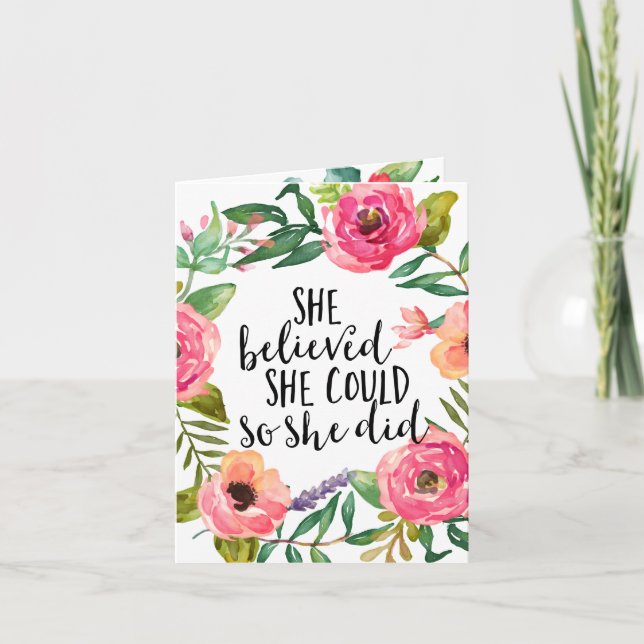 She believed she could so she did thank you card (Front)