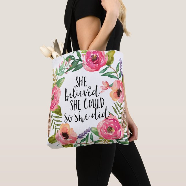 She believed she could so she did tote bag (Close Up)