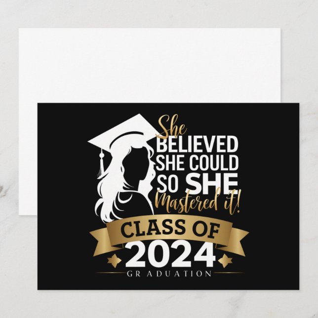 She Believed She Could So She Mastered It 2024 Invitation (Front/Back)