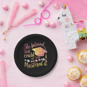 She Believed She Could So She Mastered It Grad Paper Plate