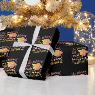 She Believed She Could So She Mastered It Grad Wrapping Paper