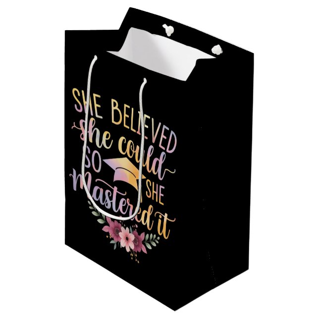 She Believed She Could So She Mastered It Graduate Medium Gift Bag (Front Angled)