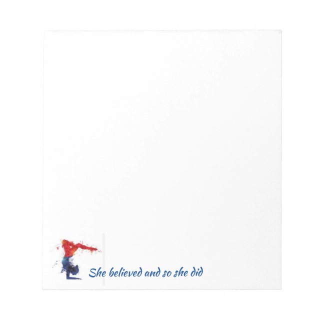 "She believed" Yoga Encouragement Notepad (Front)