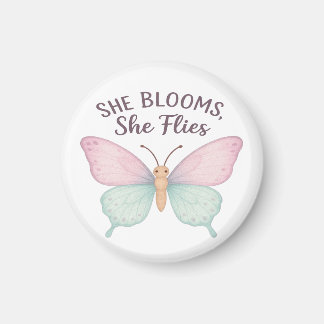 She Blooms, She Flies – Inspirational Butterfly Magnet